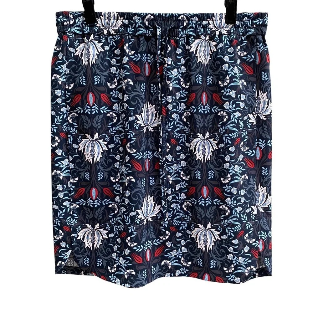 Ann Taylor Loft Floral Tapestry Skirt Sz L Pull-On Pockets Indie Dark Academia